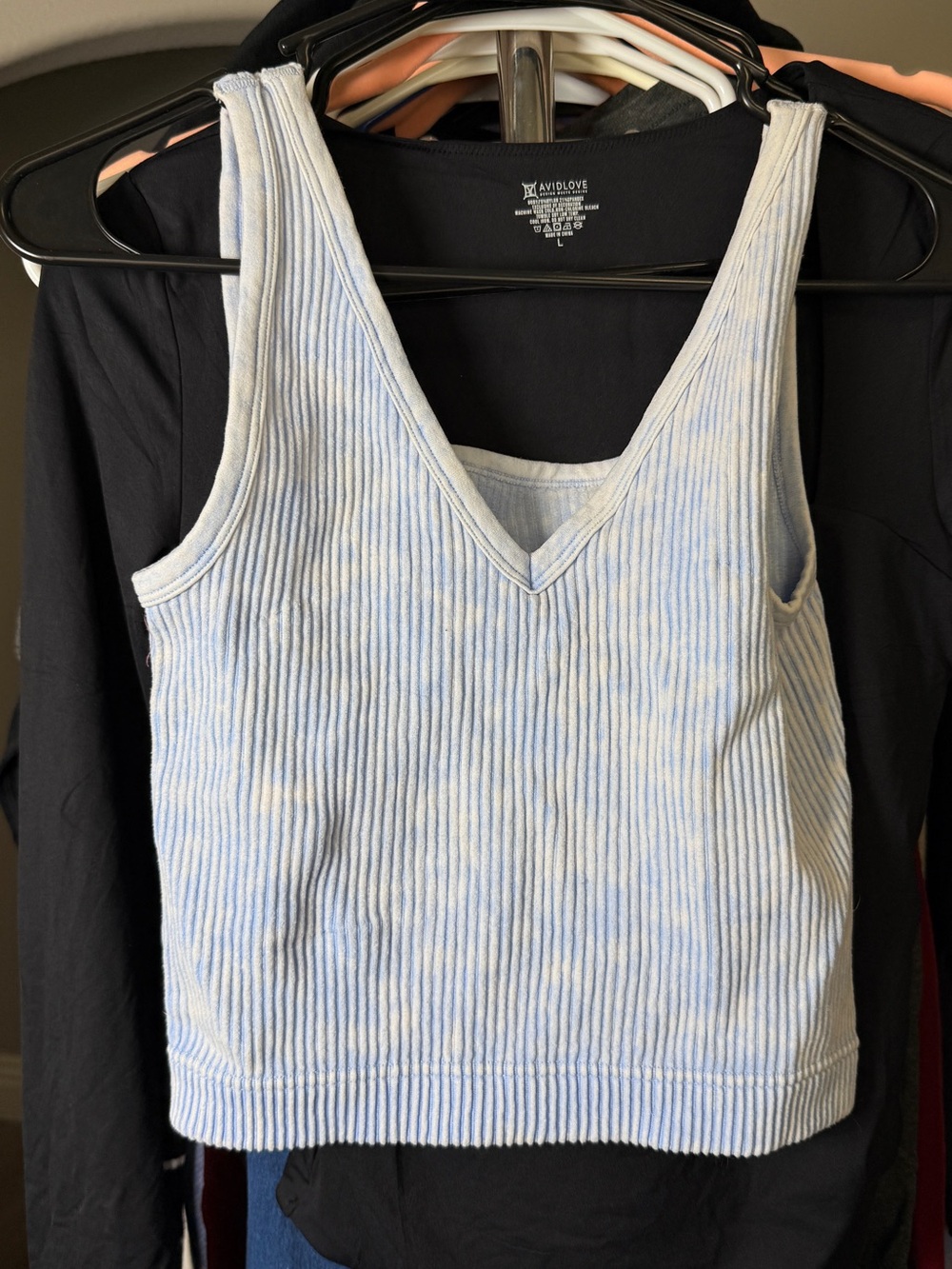 Light Blue Ribbed V-Neck Tank